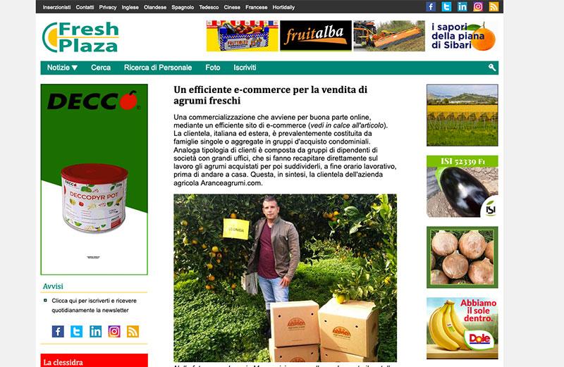 FreshPlaza parla di noi ,Un efficiente e-commerce per la vendita di Agrumi Freschi